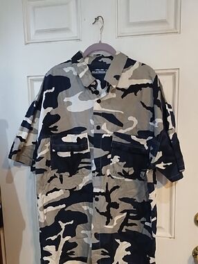 MacGear Navy & Gray Camo Button-Up Shirt